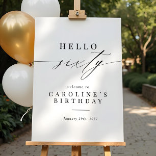 Elegant Calligraphy Hej 60 Birthday Välkomsttecken Poster