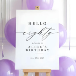 Elegant Calligraphy Hej 80 Birthday Välkomsttecken Poster
