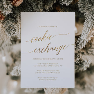 Elegant Calligraphy Helgdag Cookie Exchange Inbjudningar