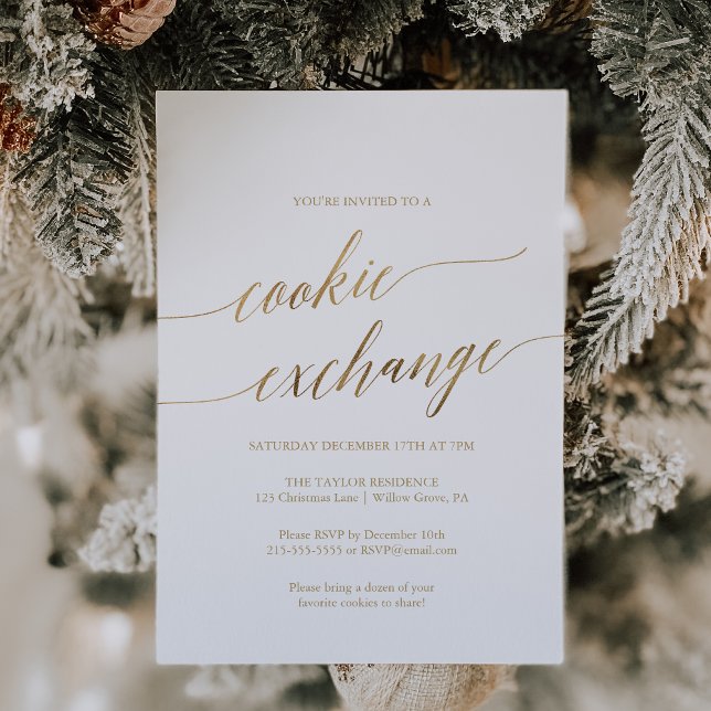 Elegant Calligraphy Helgdag Cookie Exchange Inbjudningar (Skapare uppladdad)