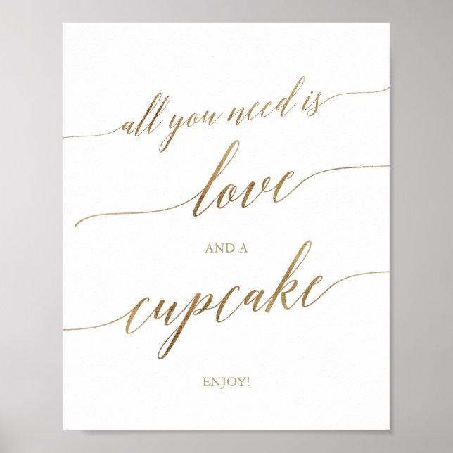 Elegant Calligraphy Kärlek och Cuptårtsignatur Poster (Framsidan)