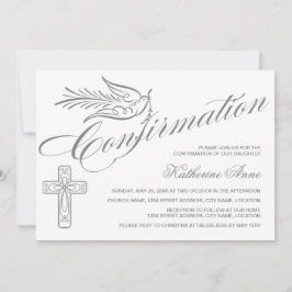 Elegant Calligraphy Kor and Dove Confirmation Inbjudningar