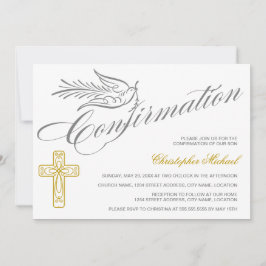 Elegant Calligraphy Kor and Dove Confirmation Inbjudningar