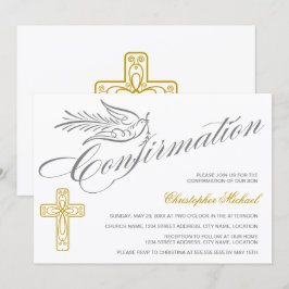 Elegant Calligraphy Kor and Dove Confirmation Inbjudningar