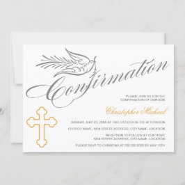 Elegant Calligraphy Kor and Dove Confirmation Inbjudningar