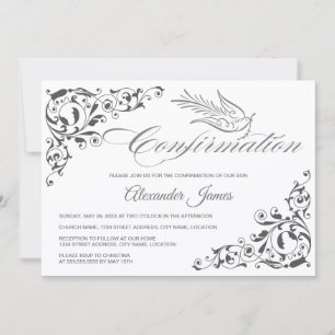 Elegant Calligraphy Kor and Dove Confirmation Inbjudningar