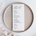 Elegant Calligraphy Låt oss Eat Bröllop Middag Men Meny<br><div class="desc">Minneshögtid din speciella dag med menykort i bröllop som elegant fångar kärnan i din kärlek-historia. Enkel att anpassa och perfekt för alla bröllop eller händelser. Klicka på knappen "Anpassa" och använda verktyg som är utformat för att ändra mallen. Kolla in Graphic Art Design-arkivet för andra produkter som matchar den här...</div>