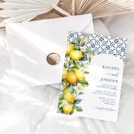 Elegant Calligraphy Lemon Mediterranean Bröllop Inbjudningar