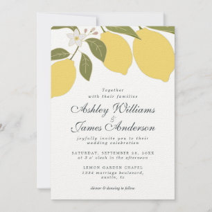 Elegant Calligraphy Lemon Theme Wedding Investigat Inbjudningar
