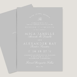 Elegant Calligraphy | Light Grått Bröllop Inbjudningar