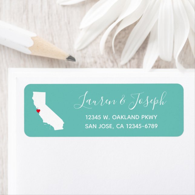 Elegant Calligraphy Light Teal California Returadress Etikett (Insitu)