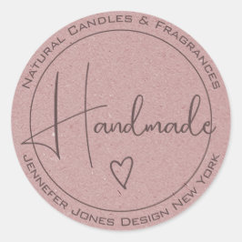 Elegant Calligraphy Lilac Lila Handmade Labels Runt Klistermärke