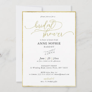 Elegant Calligraphy Lily Valley Guld Möhippa Inbjudningar