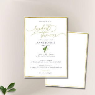 Elegant Calligraphy Lily Valley Guld Ram Möhippa Inbjudningar
