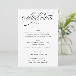 Elegant Calligraphy Luxury Bröllop Cocktail Menu Meny