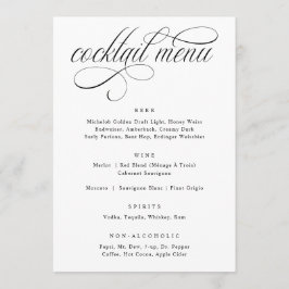 Elegant Calligraphy Luxury Bröllop Cocktail Menu Meny