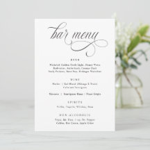 Elegant Calligraphy Luxury Bröllop Pub Menu