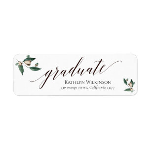 Elegant Calligraphy Magnolia Studenten Adress Returadress Etikett