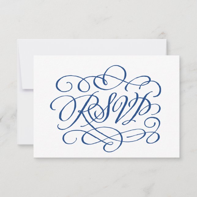 Elegant Calligraphy Marseille Blue Meal Choal OSA Kort (Framsida)