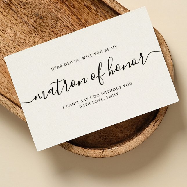 Elegant Calligraphy Matron of Honor Frieri Anteckningskort (Skapare uppladdad)