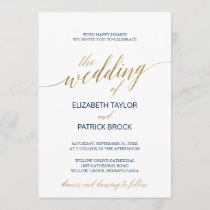 Elegant Calligraphy med information om Back Bröllo Inbjudningar