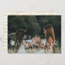 Elegant Calligraphy Merry och Bright Photo Julkort