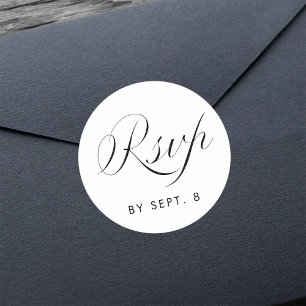 Elegant Calligraphy Minimalist Black & White OSA Runt Klistermärke