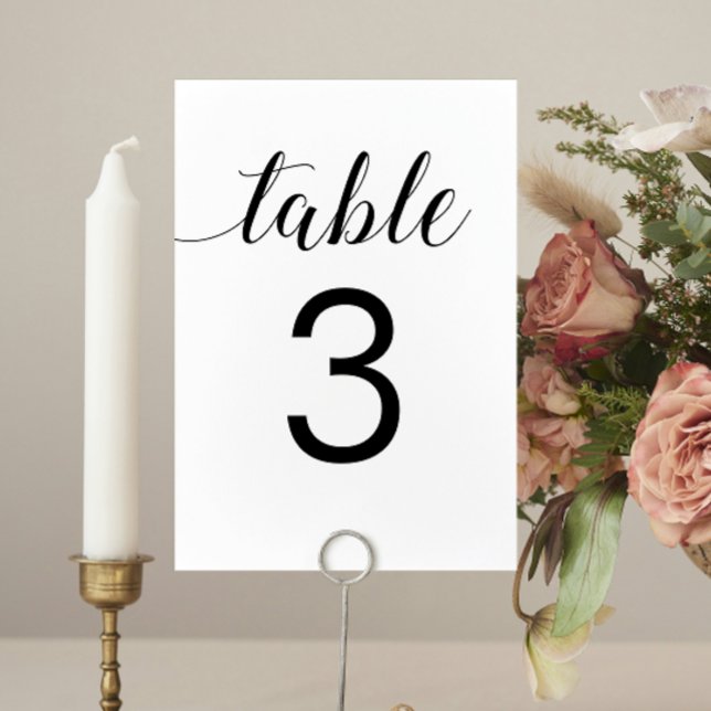 Elegant Calligraphy Minimalist Bröllop Bordsnummer (Skapare uppladdad)