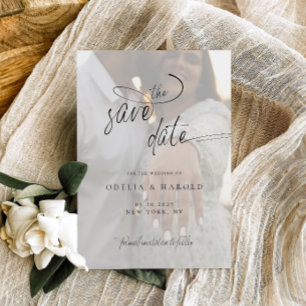 Elegant Calligraphy minimalist Photo Save Date Inbjudningar