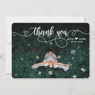 Elegant Calligraphy Modern Bröllop Photo Tack Kort