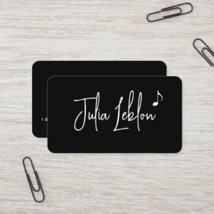 Elegant Calligraphy Modern Music Lärare Visitkort