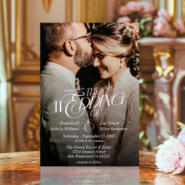 Elegant Calligraphy Modern Photo Bröllop Inbjudningar