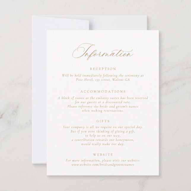 Elegant Calligraphy Modern Script Bröllop Info Inv Inbjudningar (Framsida)