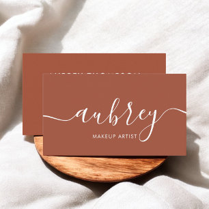 Elegant Calligraphy Modern Terracotta Visitkort