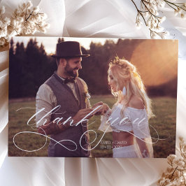 Elegant Calligraphy Modern Wedding Thank You Card Tack Kort