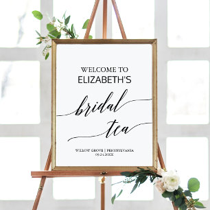 Elegant Calligraphy Möhippa Tea Välkommen Poster