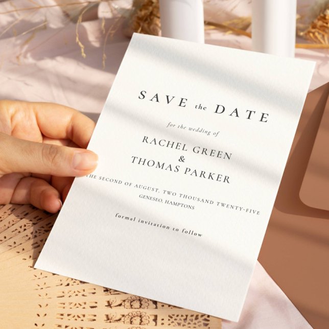 Elegant Calligraphy Monogram Black White Bröllop Spara Datumet (Skapare uppladdad)