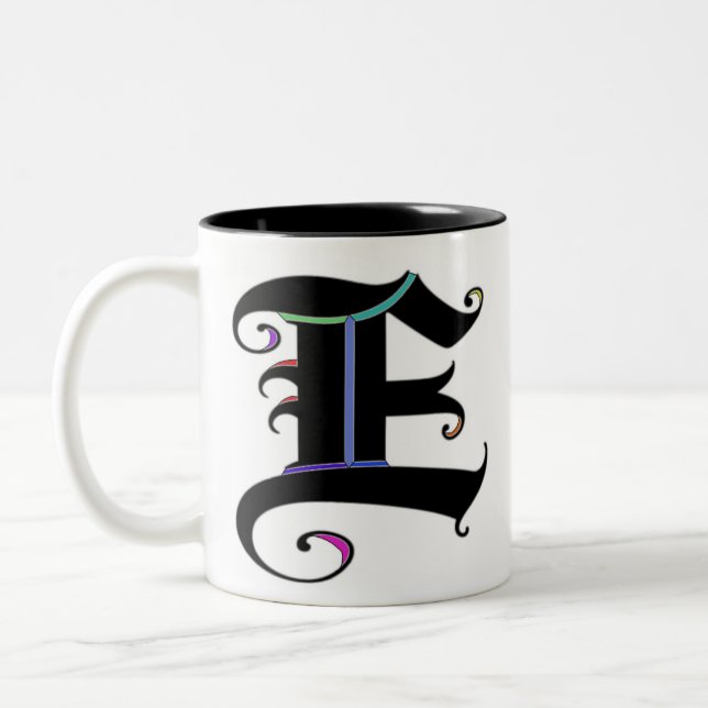 Elegant calligraphy Monogram Brev E Mugg (Vänster)