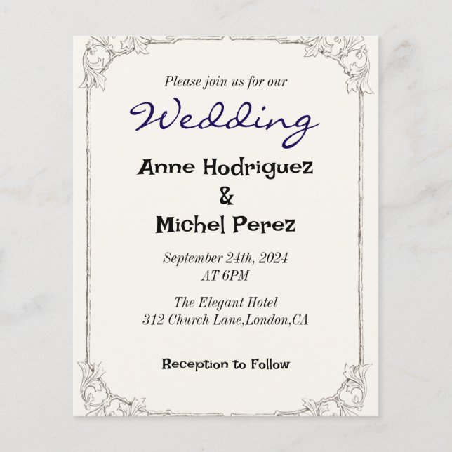 Elegant Calligraphy Monogram Bröllop (Framsida)