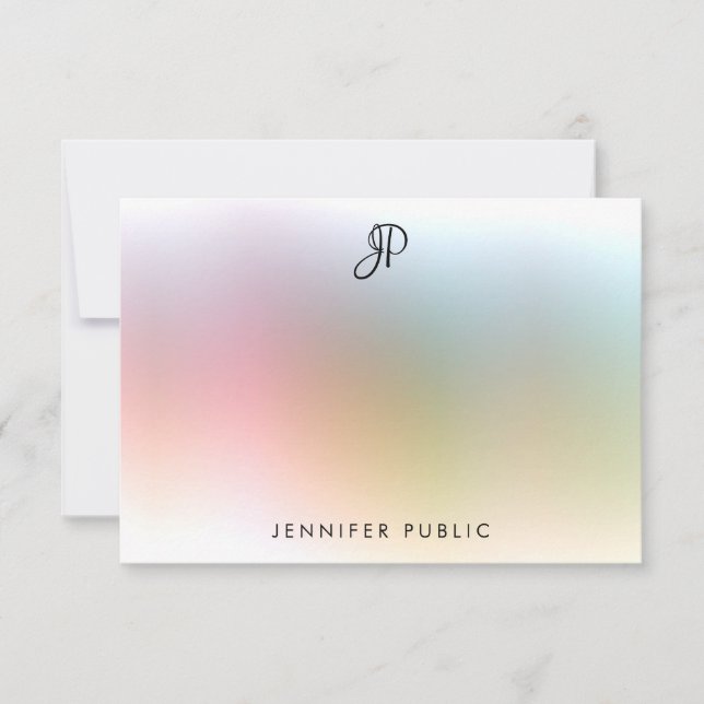 Elegant Calligraphy Monogram Colorful Template Anteckningskort (Framsida)