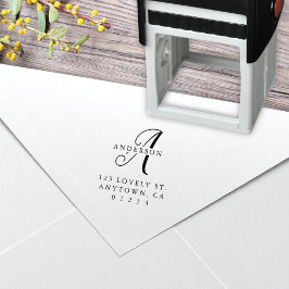 Elegant Calligraphy Monogram Returadress Självfärgande Stämpel