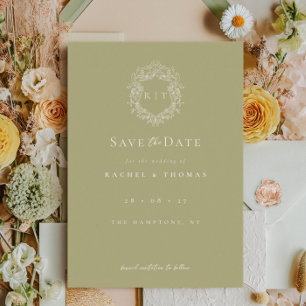 Elegant Calligraphy Monogram Sage Bröllop Spara Datumet