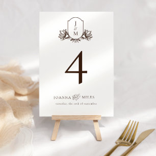 Elegant Calligraphy Monogram Vapensköld Neutralt B Bordsnummer