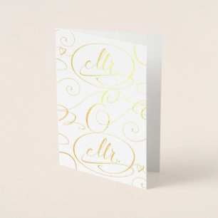 Elegant Calligraphy Mr. och Gay Manar Bröllop Folierat Kort