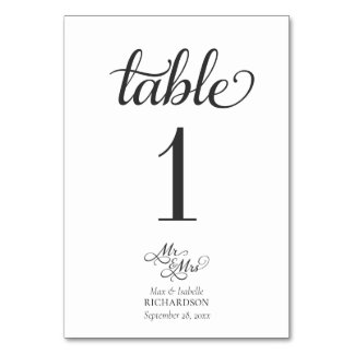 Elegant Calligraphy Mr. och Mrs. Bröllop Bordsnummer