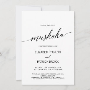 Elegant Calligraphy Muskoka Destination Wedding Inbjudningar
