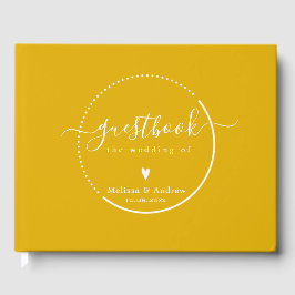 Elegant Calligraphy - Mustard Gult Bröllop Gästböcker