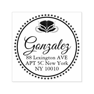 Elegant Calligraphy Name Address Rubber Stamp Självfärgande Stämpel