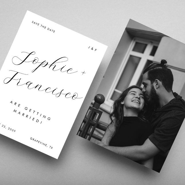 Elegant Calligraphy Namn minimalist Chic Bröllop Spara Datumet (Skapare uppladdad)