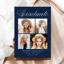 Elegant Calligraphy Navy 4 Photo Studenten Meddelande